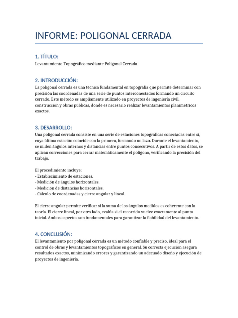 Informe Poligonal Cerrada | PDF