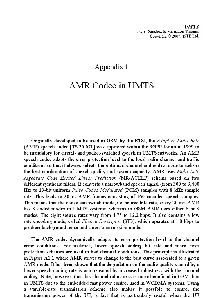 AMR Codec Overview in UMTS Networks | PDF