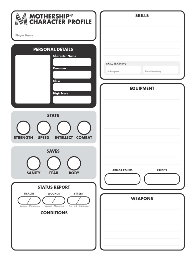 Mothership_Character_Profile_(Advanced) | PDF