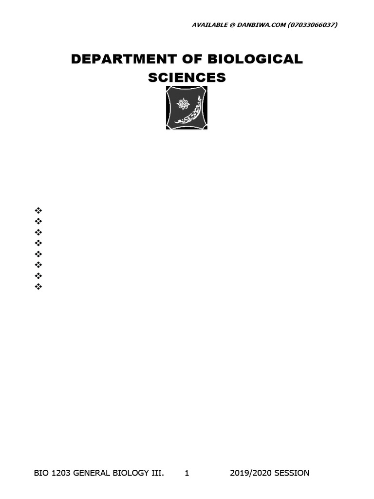 BIO 1203 Lecture Note by Danbaiwa | PDF | Dominance (Genetics) | Tissue ...