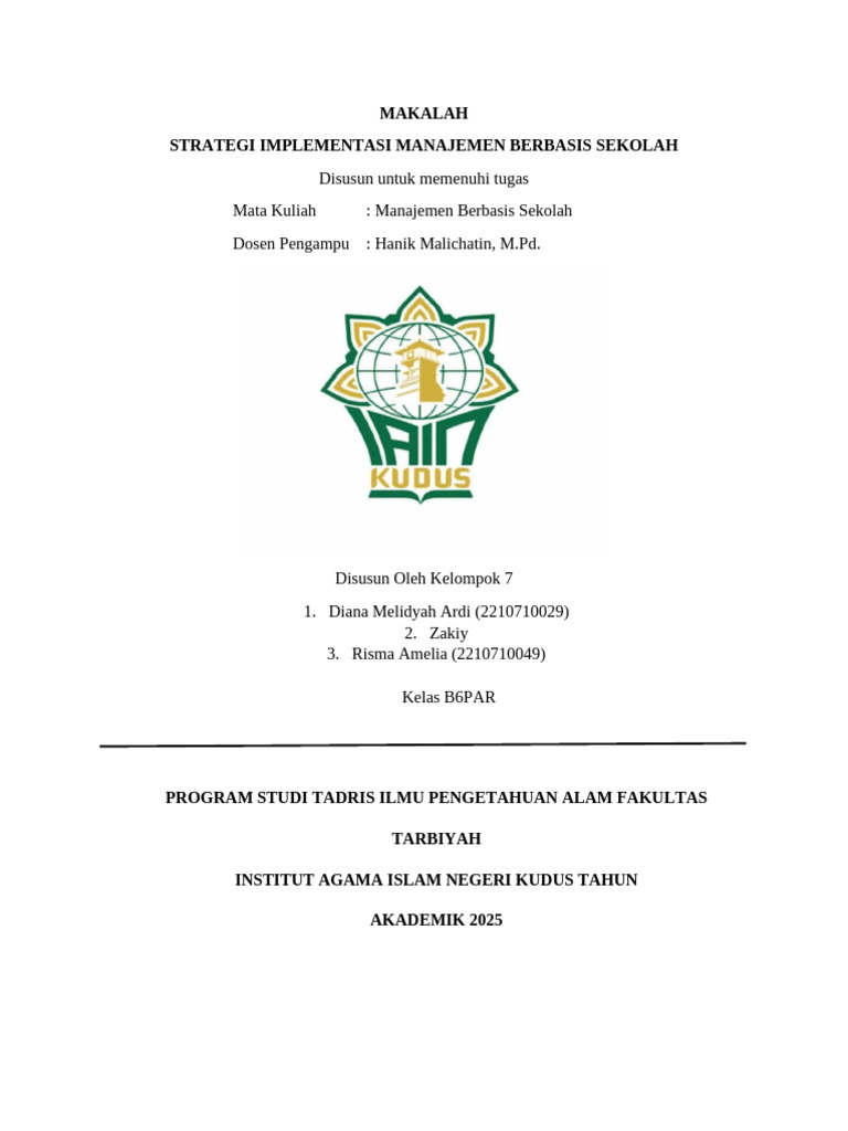 Strategi Manajemen Berbasis Sekolah | PDF