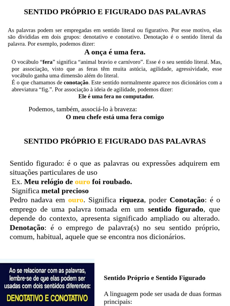 Sentido Próprio e Figurado Das Palavras | PDF