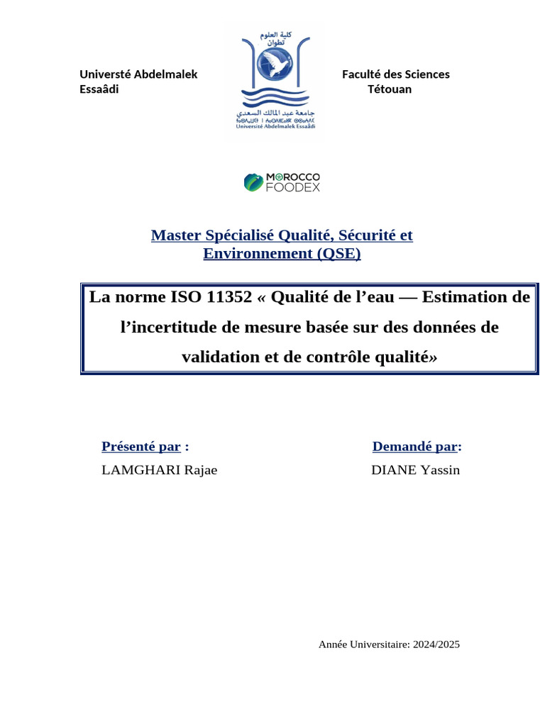 Norme ISO 11352 : Évaluation de l'incertitude | PDF | Écart type ...