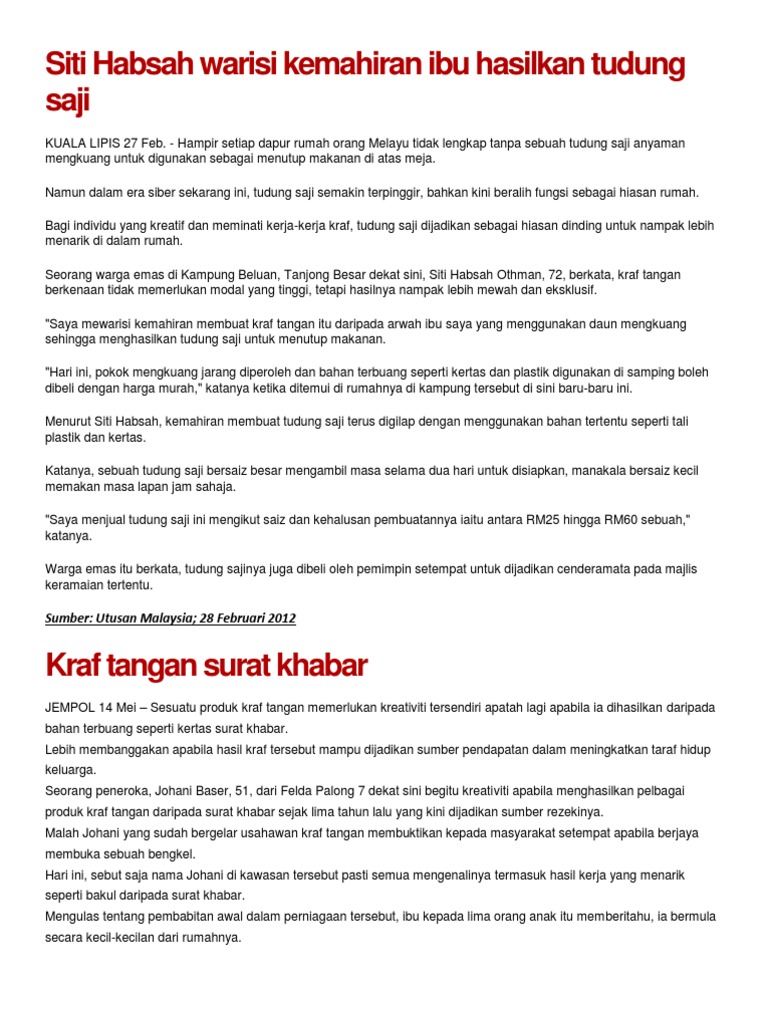 Kraf Tangan Suratkhabar Pdf