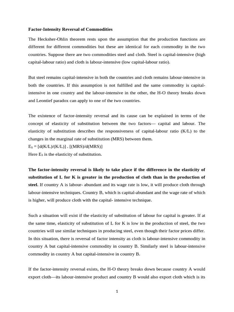 Factor Intensity Reverasal | PDF | Production Function | Economics