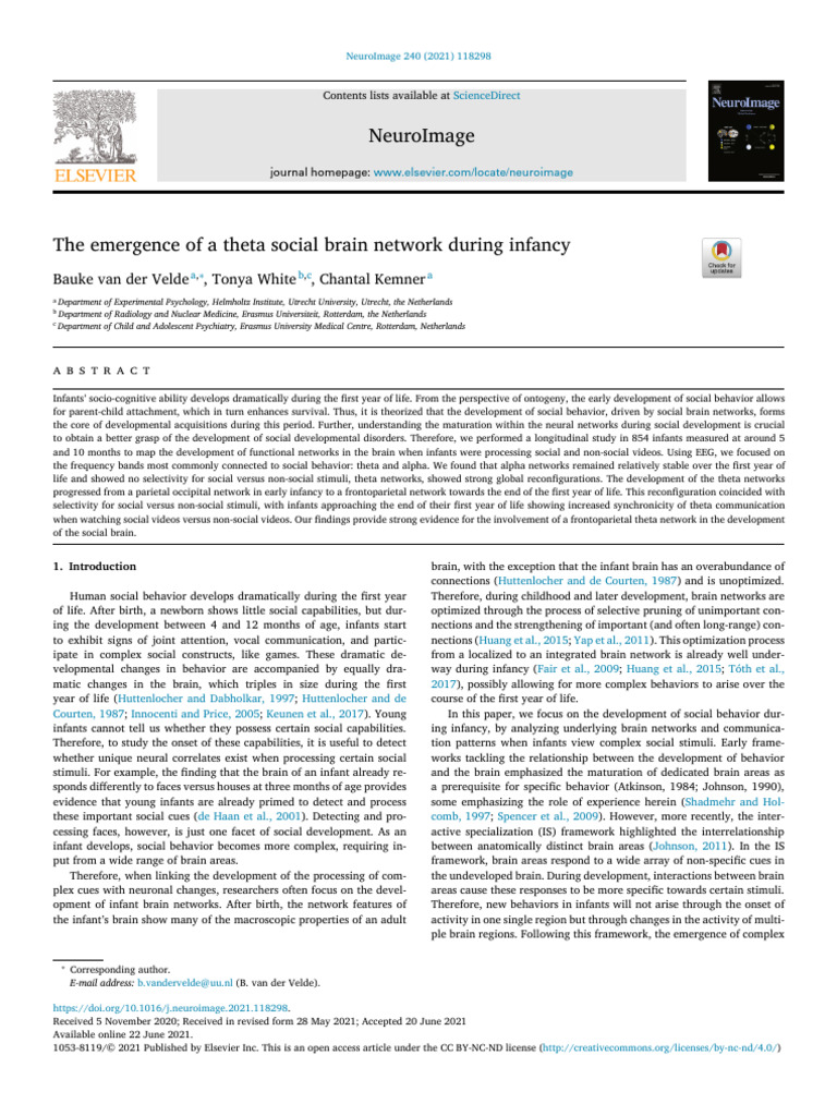 The Emergence of A Theta Social Brain Network During Infancy | PDF ...