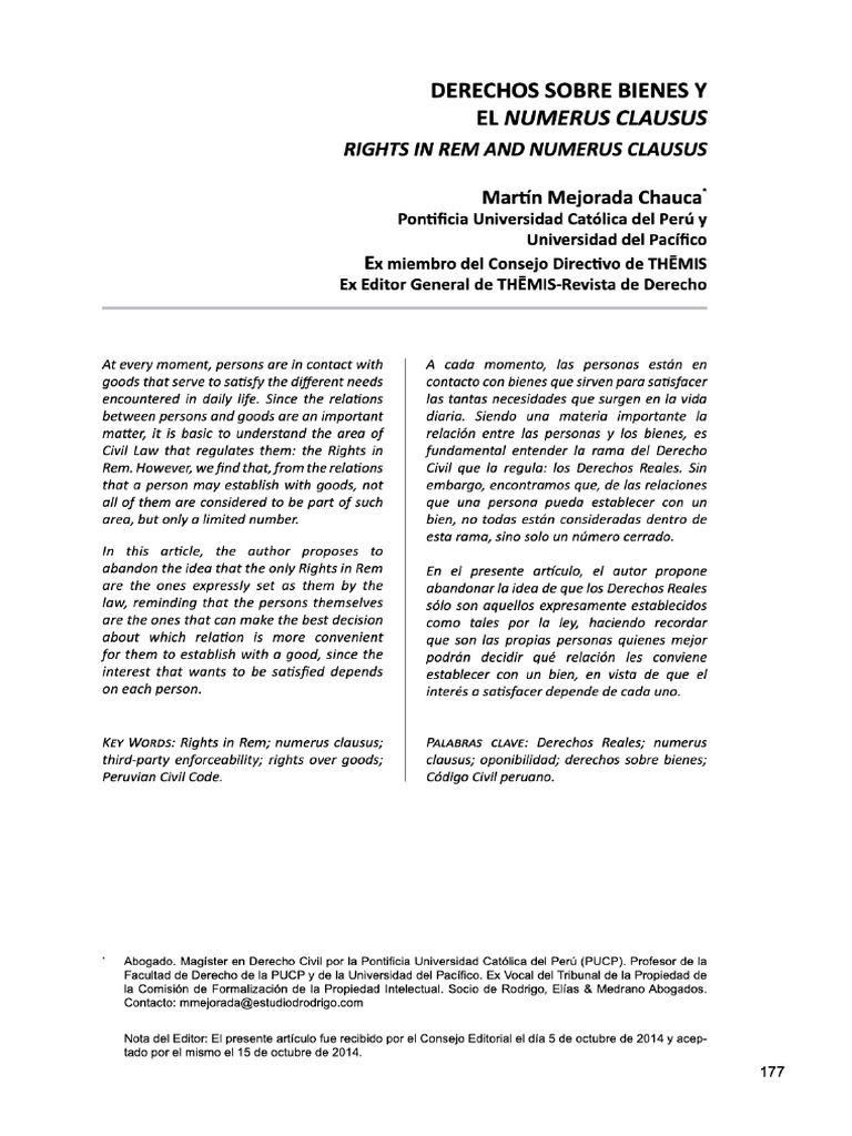 Lectura-Derechos Sobre Bienes y El Numerus Clausus | PDF