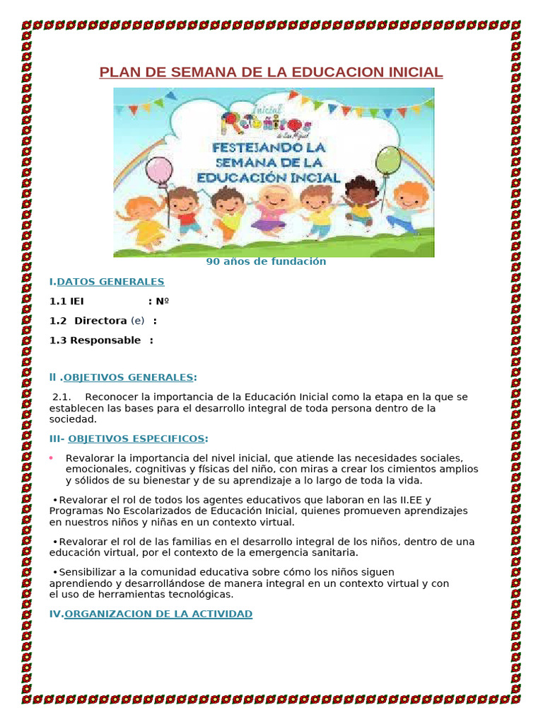 Plan Semana de La Educ. Inicial-2 | PDF | Educación de la primera ...