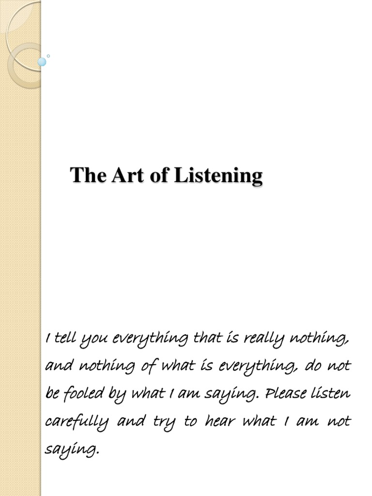 The Art of Listening | PDF | Nonverbal Communication | Action (Philosophy)