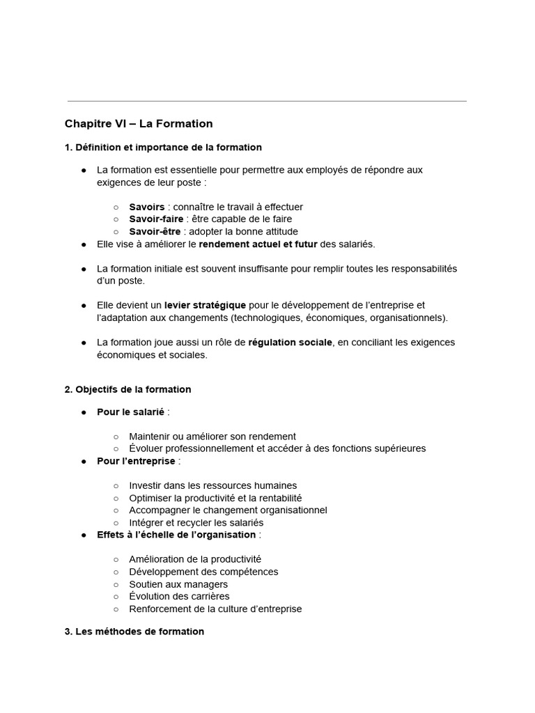 Importance et méthodes de la formation | PDF