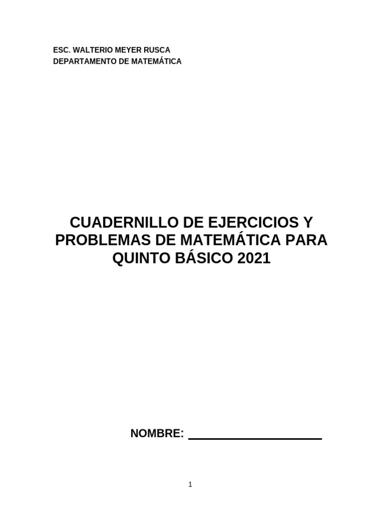 Ejercicios de Matemáticas para Quinto Básico | PDF | Multiplicación ...