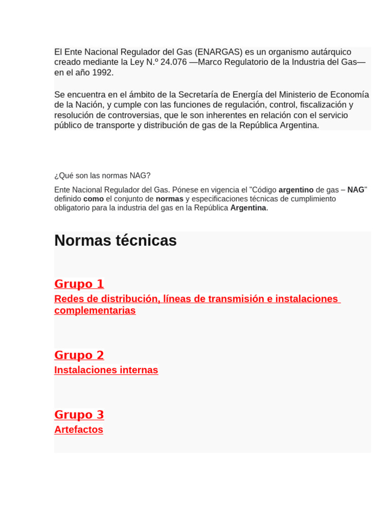El Ente Nacional Regulador Del Gas | PDF | Tubería (transporte de ...
