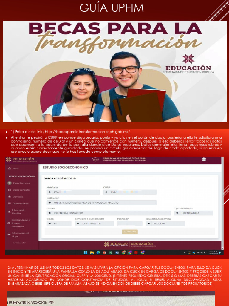 Guía para Solicitar Becas UPFIM | PDF
