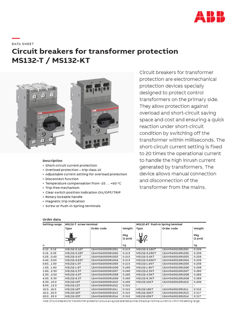 2CDC131058D0201d MS132T-MS132KT | PDF | Alternating Current | Fuse ...