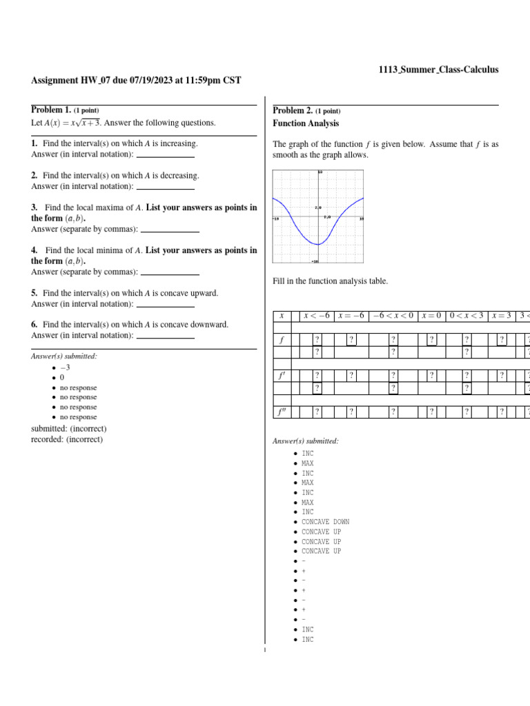 1113 Summer Class-Calculus.00868146.HW 07 | PDF | Function (Mathematics ...
