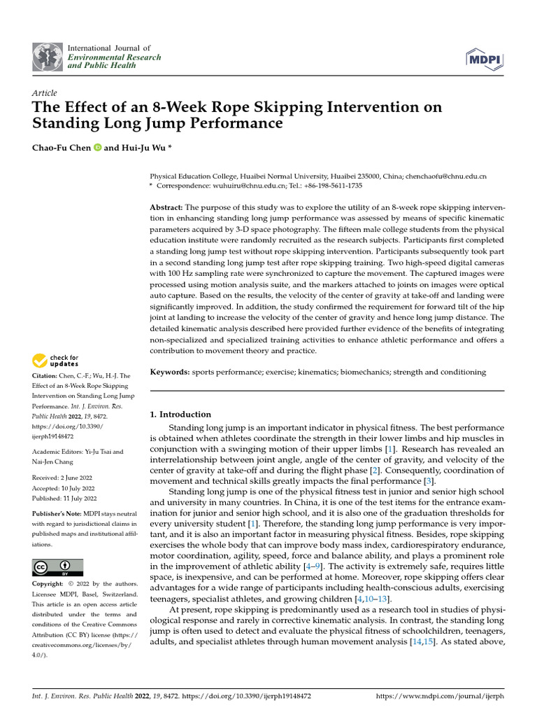 8-Week Rope Skipping Impact on Jumping | PDF | Effect Size | Heart Rate