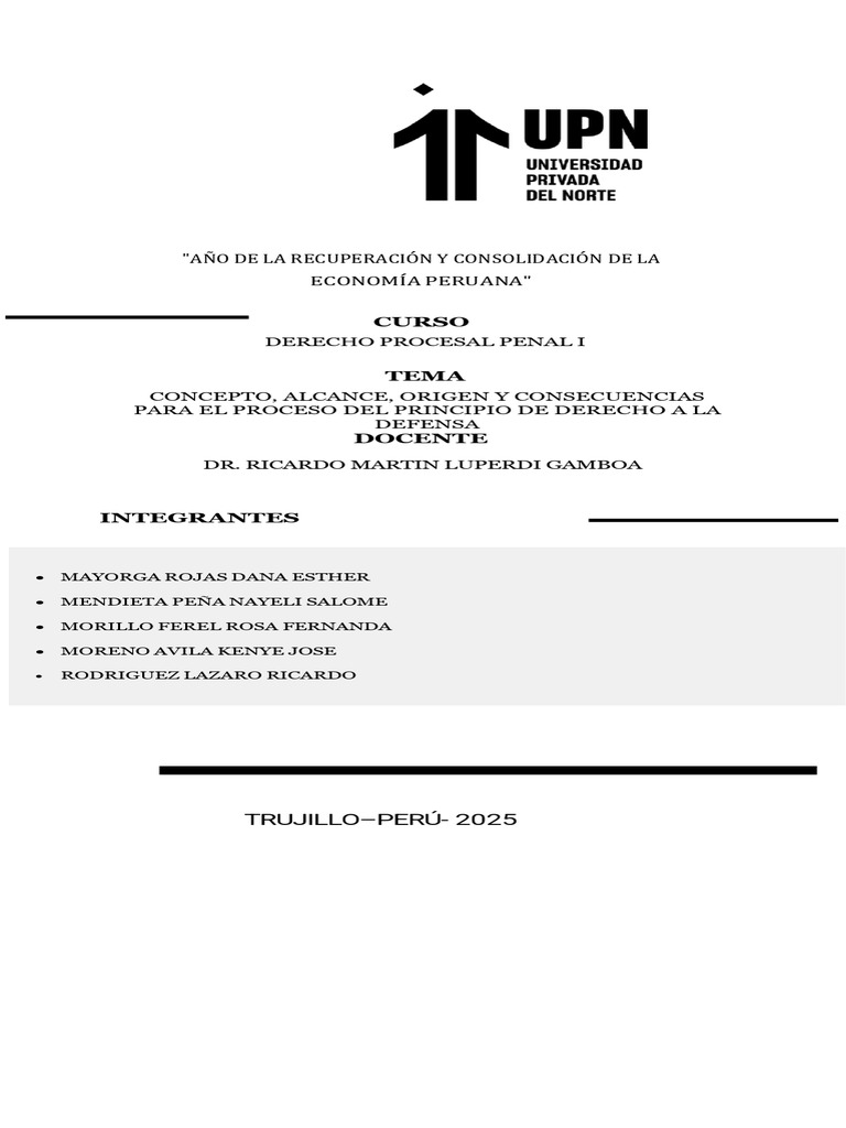 Derecho a la Defensa en el Proceso Penal | PDF | Debido al proceso ...