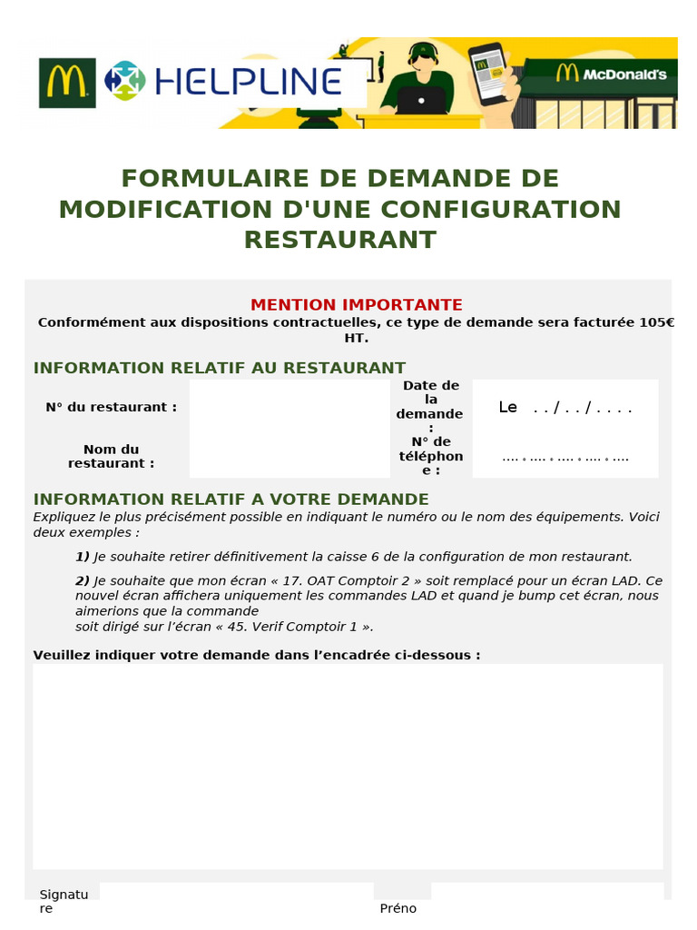 Demande de modification restaurant | PDF