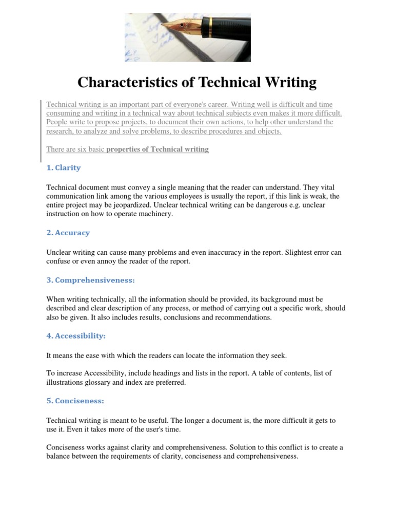 Characteristics of technical writing pdf abstract summary