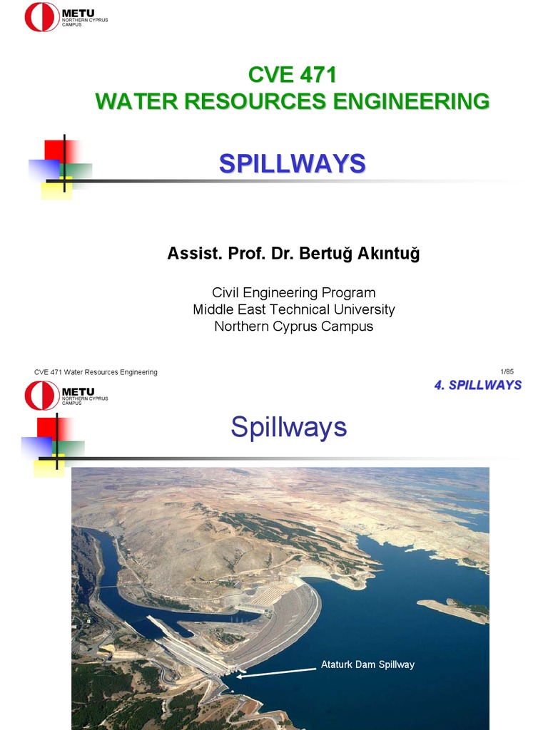 Spillway Types in Water Resources Engineering | PDF | Spillway | Dam