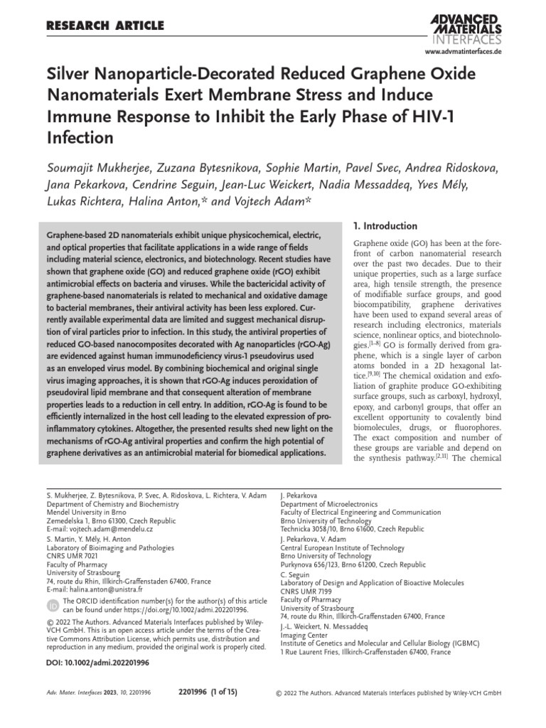 Silver Nanoparticle-Decorated Reduced Graphene Oxi | PDF | Virus ...