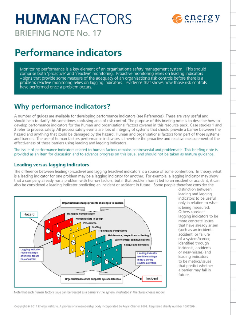 Developing Human Factors Indicators | PDF | Risk | Performance Indicator