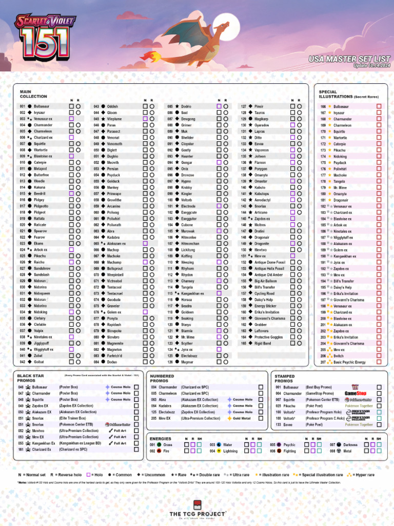 Scarlet Violet 151 - Master Set (8.5x11) | PDF