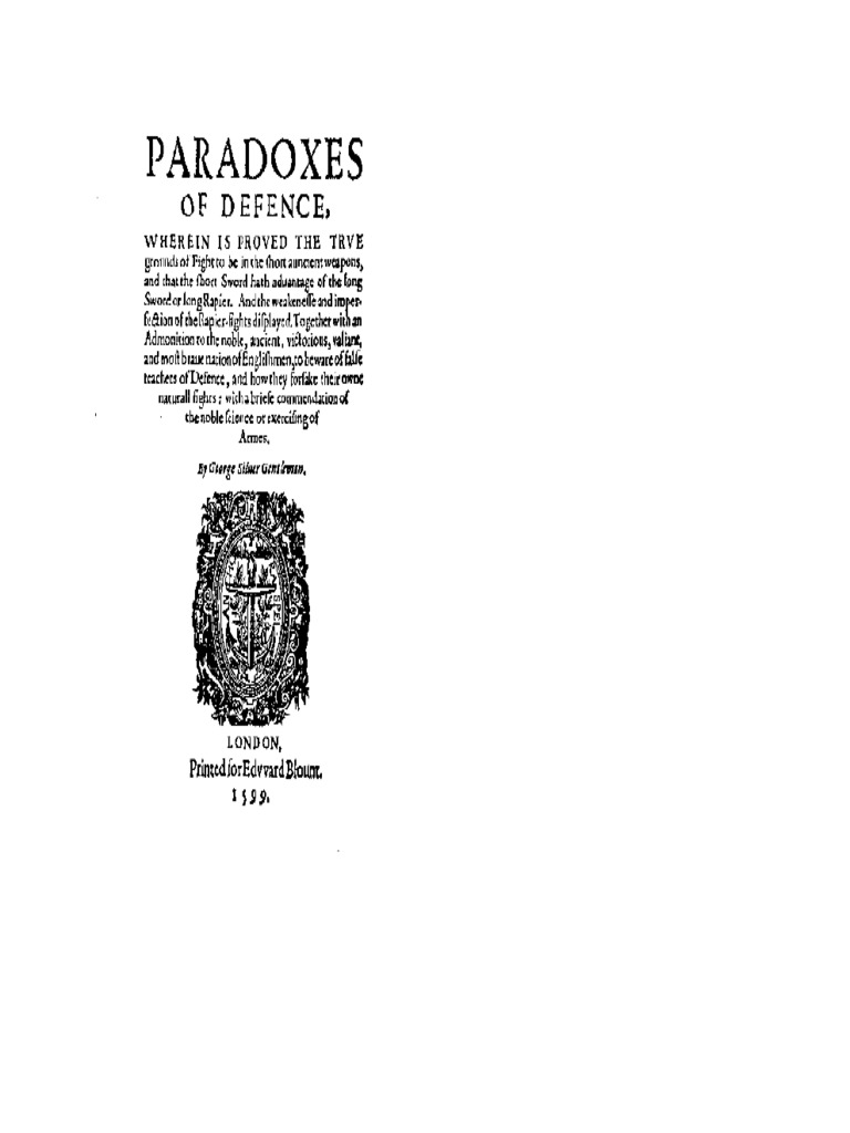 Paradoxes of Defence, by George Silver (1599) | PDF