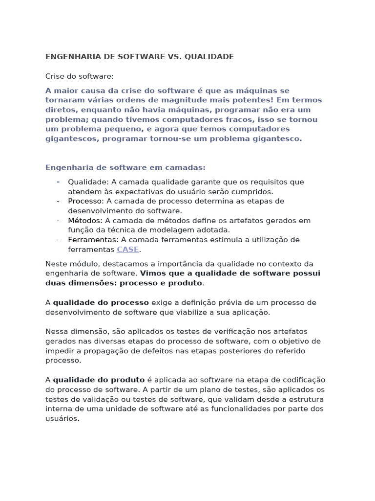 Qualidade na Engenharia de Software | PDF | Testes de software ...