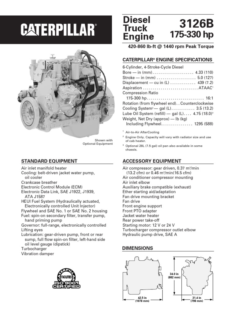 Caterpillar Engine Specifications Horsepower Transmission Mechanics