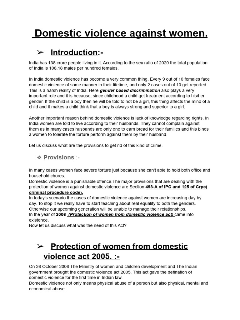 Domestic Violence Against Women | PDF | Domestic Violence | Violence