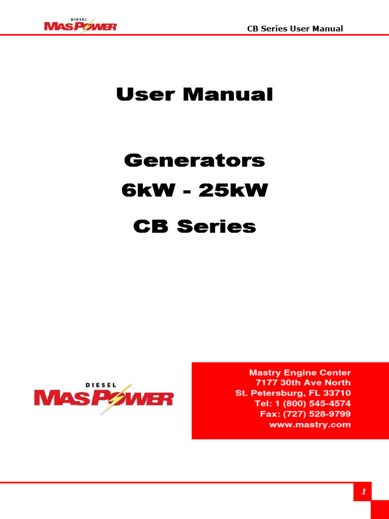 CB Series Generator User Manual | PDF | Electric Generator | Machines