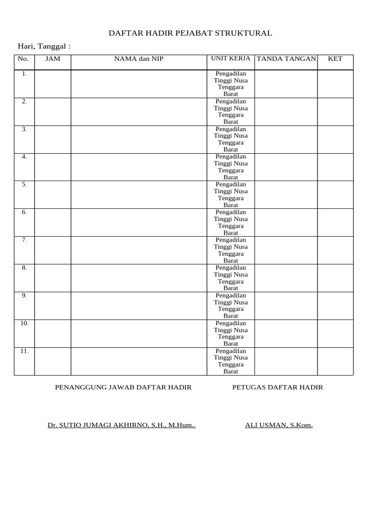 Absen Pejabat | PDF