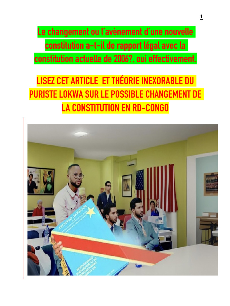 Changement de Constitution en RDC : enjeux et perspectives | PDF | Loi ...