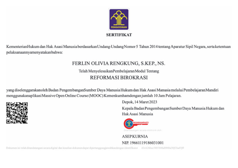 Ferlin Rengkung - Diklat (Reformasi Birokrasi) | PDF