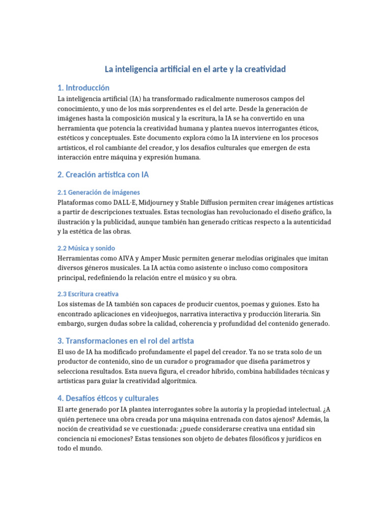 IA y su impacto en el arte creativo | PDF | Inteligencia artificial ...