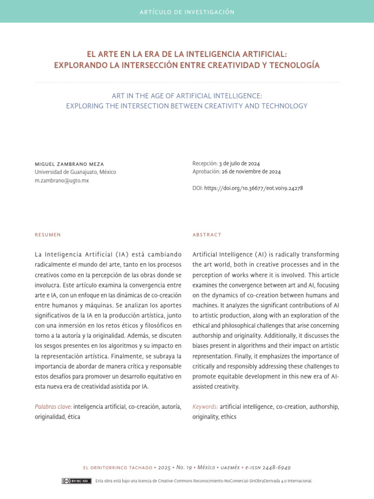 El Arte en La Era de La Inteligencia Artificial | PDF | Inteligencia ...