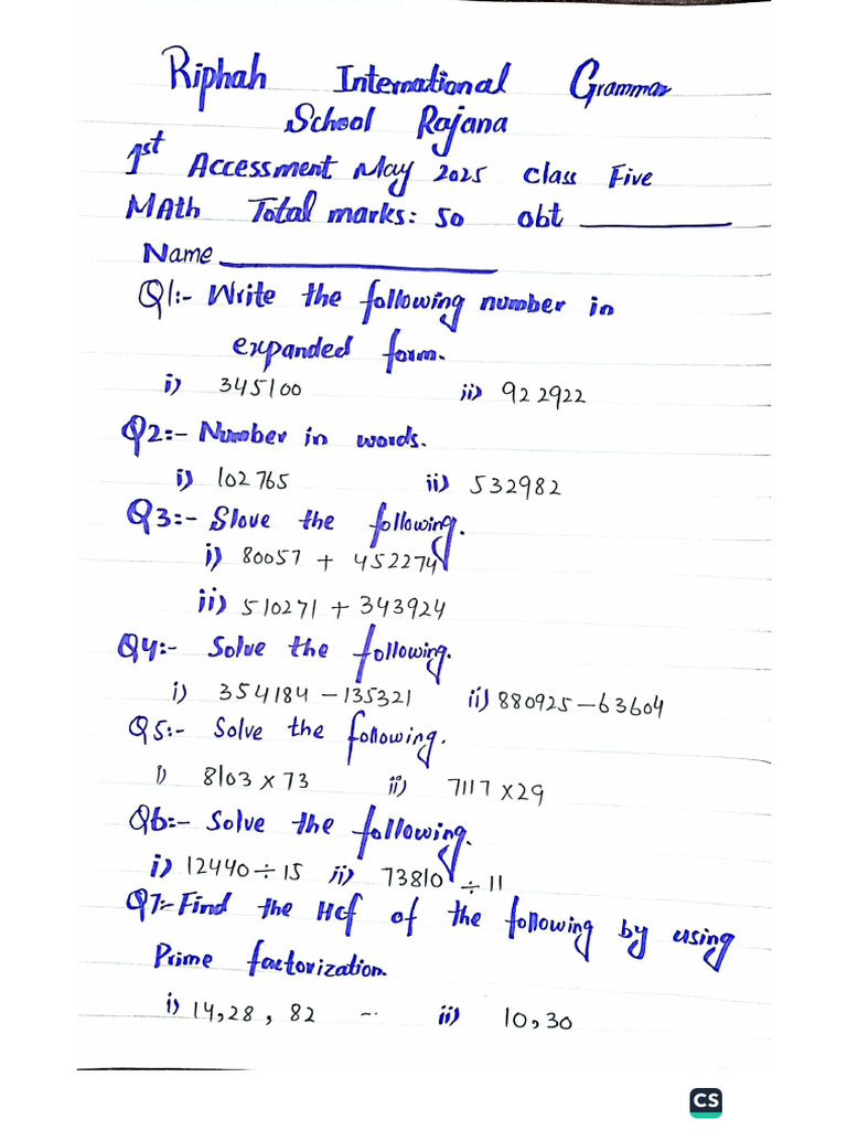 math class 5 | PDF