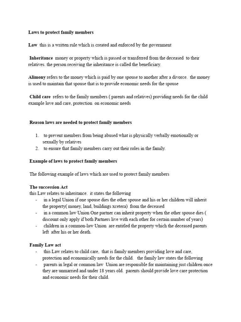 Family Protection Laws Explained | PDF | Family | Marriage