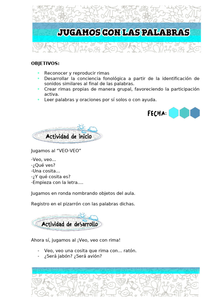 Actividades de Rimas para Niños | PDF