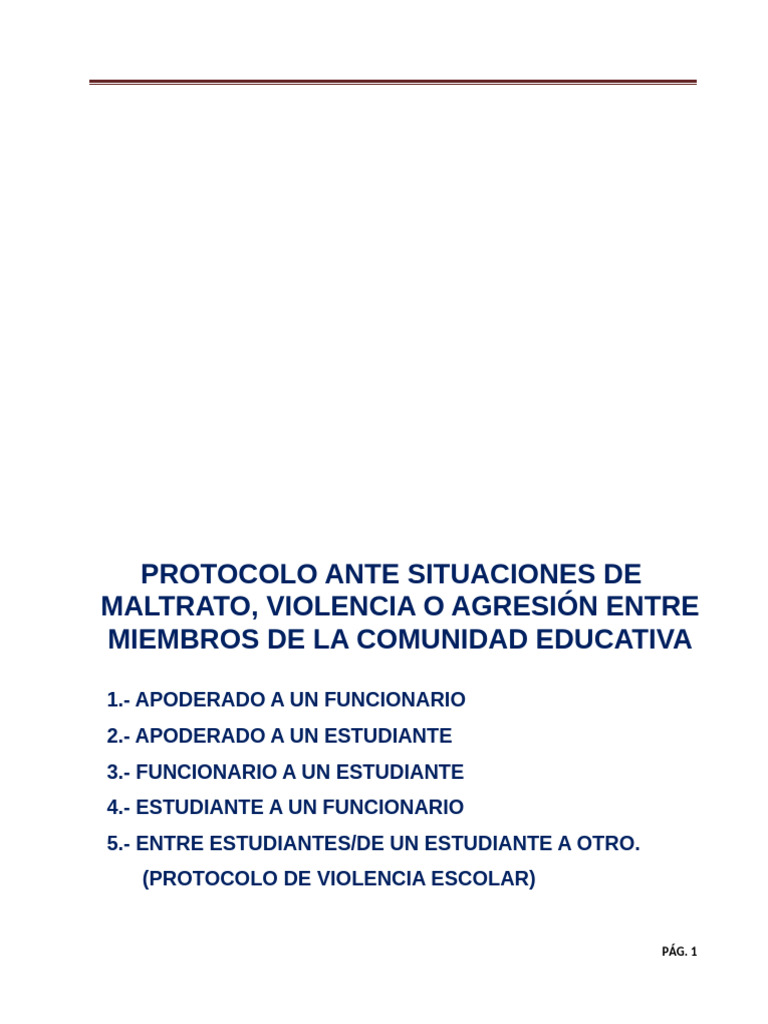 Protocolo de Violencia Escolar y Maltrato | PDF | Abuso infantil ...