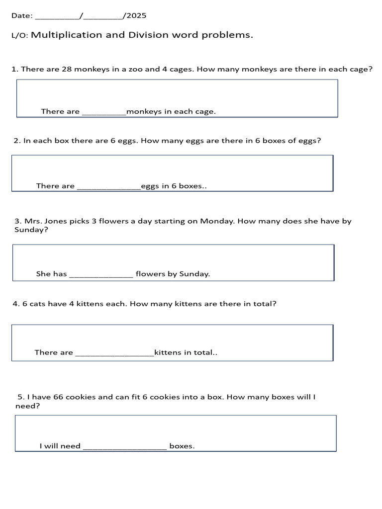 Multiplication and Division Word Problems | PDF