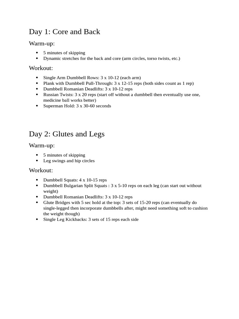 3-Day Core, Glutes, and Cardio Workout | PDF