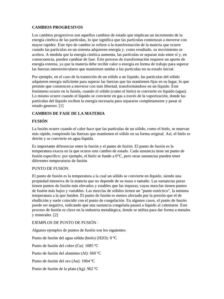 Cambios Progresivos | PDF | Punto de fusion | Derritiendo