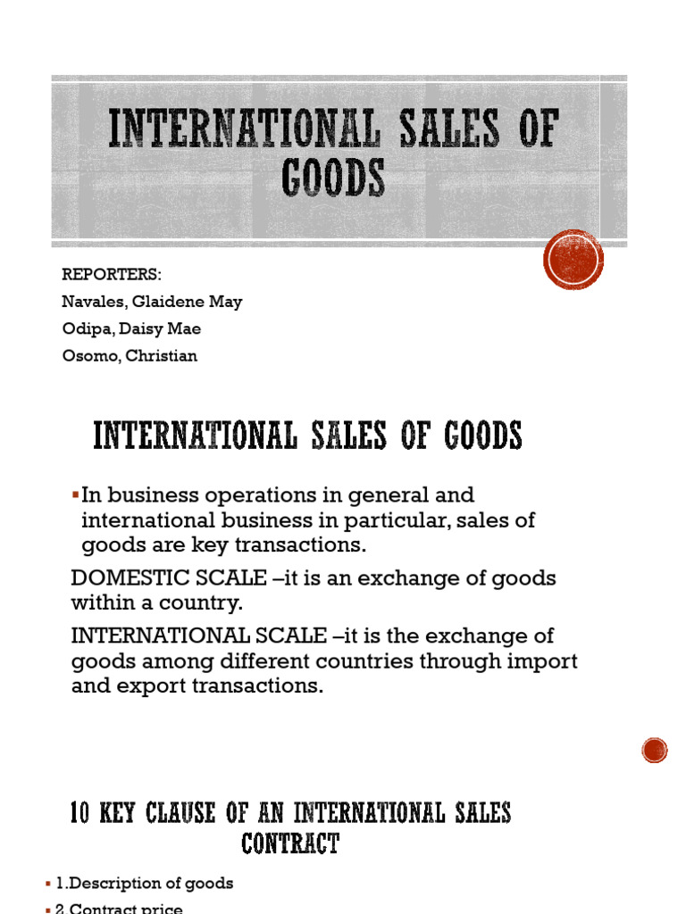 International Sales of Goods Overview | PDF | Treaty | Common Law