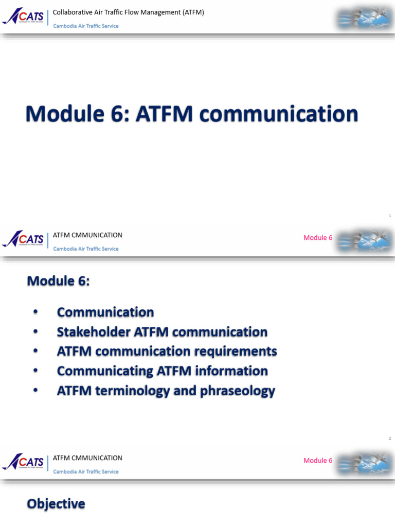 Module 6 ATFM Communication | PDF | Air Traffic Control | Communication