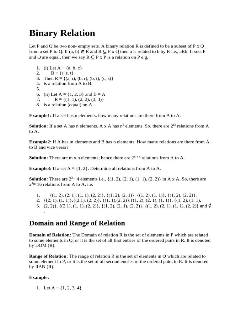 Understanding Binary Relations and Types | PDF | Mathematics ...