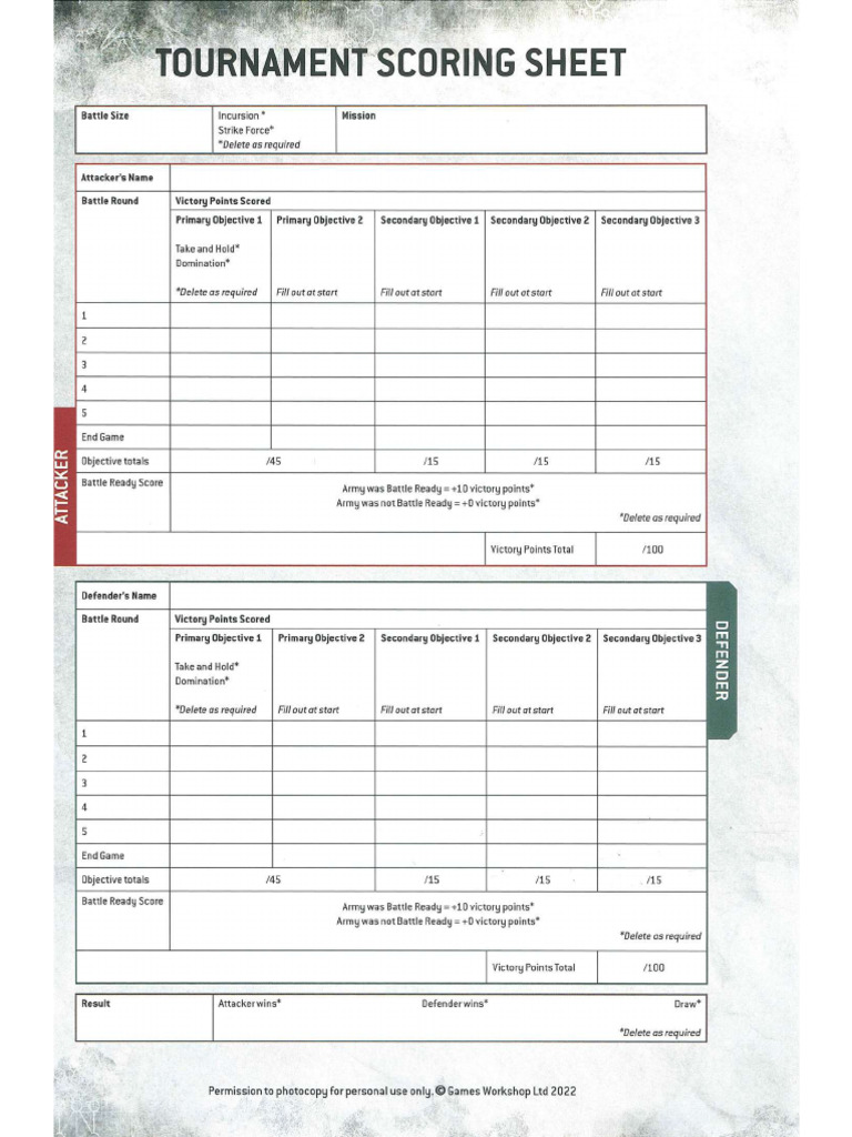 Scoring Sheet | PDF