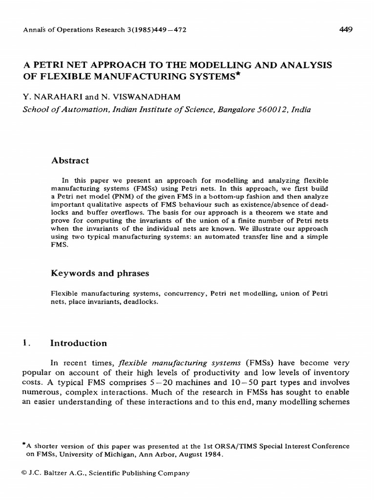 Petri Net Modeling of Flexible Manufacturing | PDF
