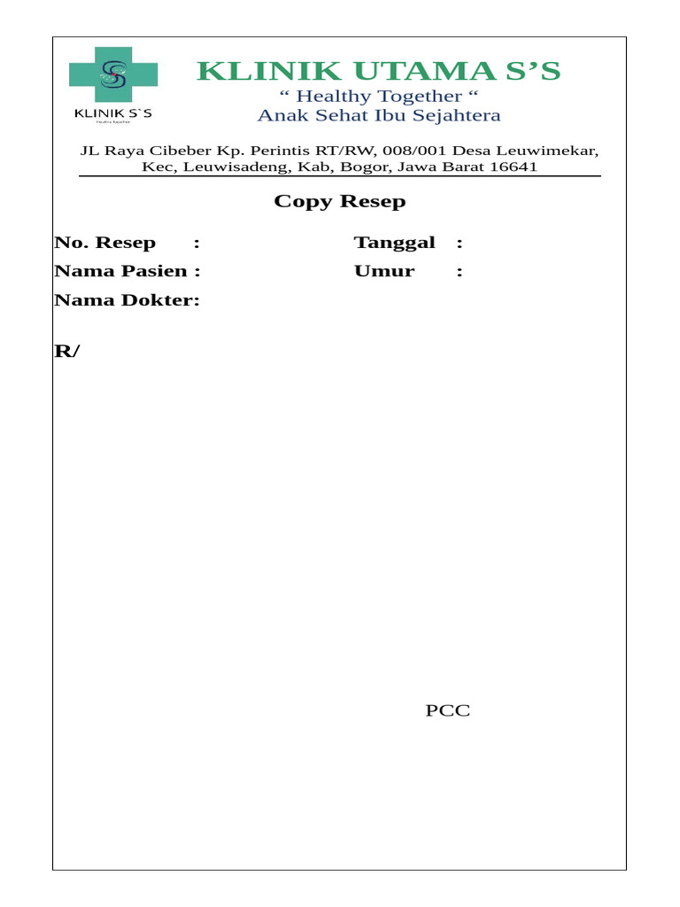 Copy Resep Klinik Utama S'S | PDF